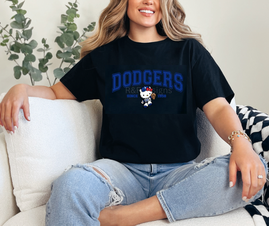 Blue L.A. Baseball Kitty T-shirt