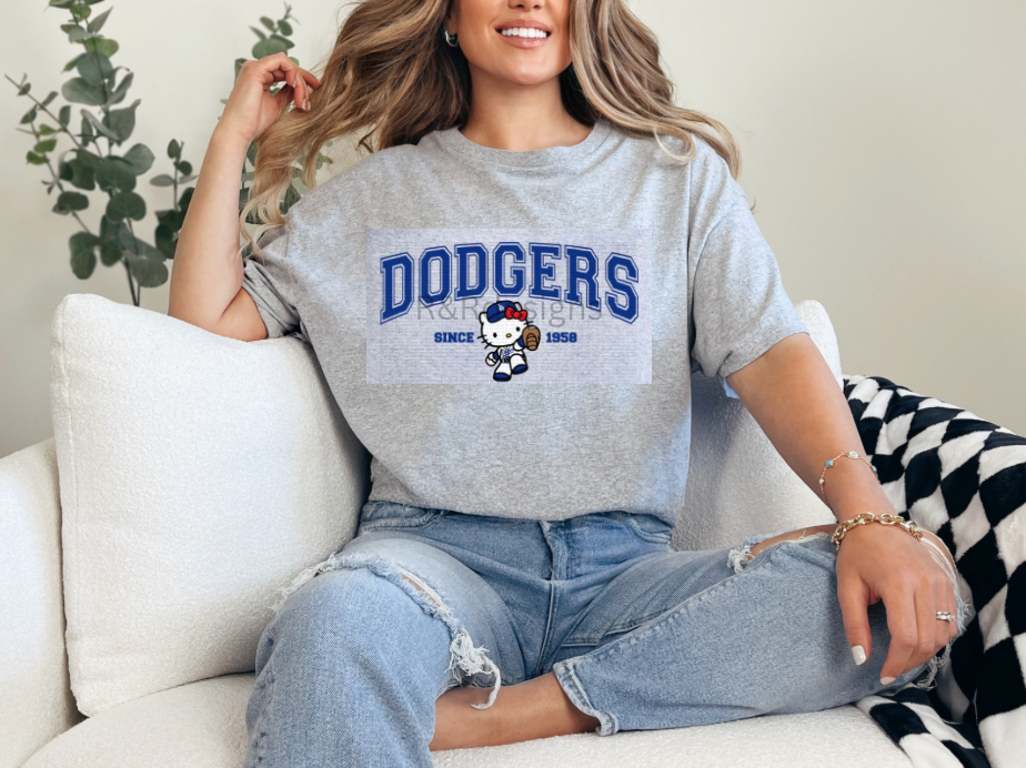 Blue L.A. Baseball Kitty T-shirt