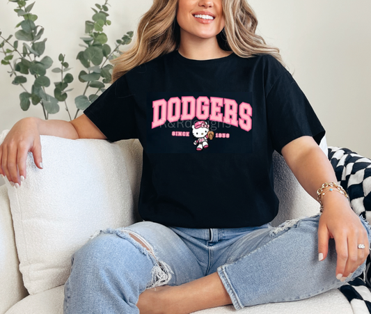 Pink L.A. Baseball Kitty T-shirt